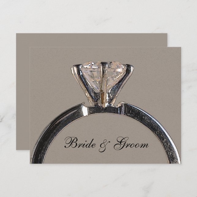 Diamond Ring on Grey Engagement Announcement (Front/Back)