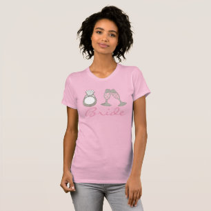Diamond Ring Pink Champagne Wedding BRIDE Tee