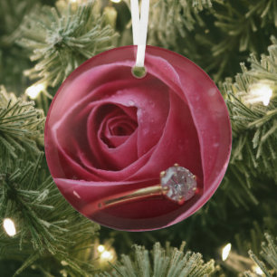 Diamond Ring Proposal  Glass Tree Decoration