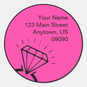 Diamond Ring Silhouette Address Label (Pink)