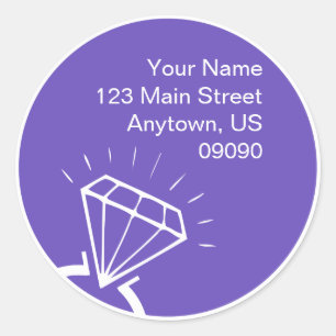 Diamond Ring Silhouette Address Label (Purple)