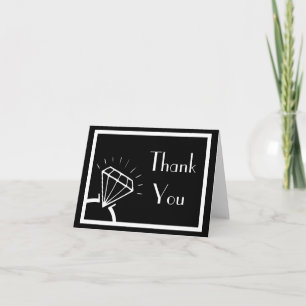 Diamond Ring Silhouette Thank You (Black / White) Card
