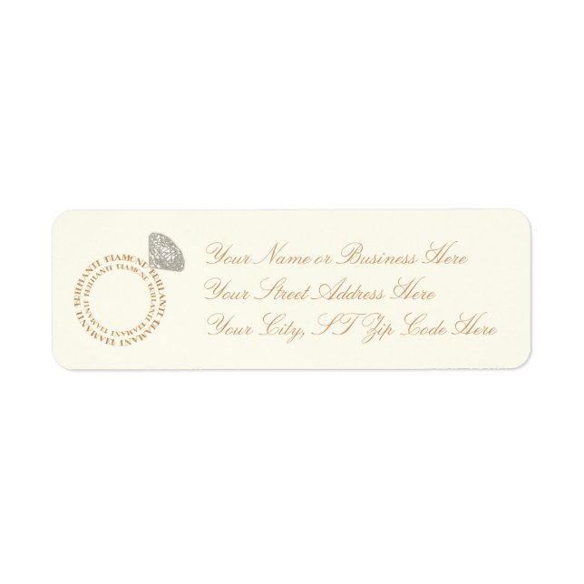 Diamond Ring Typography Return Address Labels (Front)