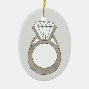 Diamond Ring Wedding Engagement Bridal Shower Ceramic Tree Decoration