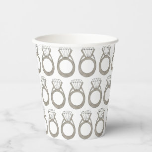 Diamond Ring Wedding Engagement Bridal Shower Paper Cups