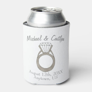Diamond Ring Wedding Engagement Party Shower Can Cooler