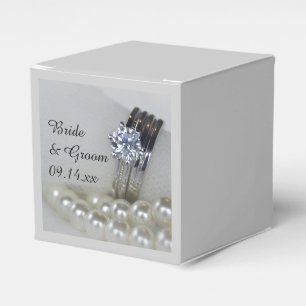 Diamond Rings and White Pearls Wedding Favour Box