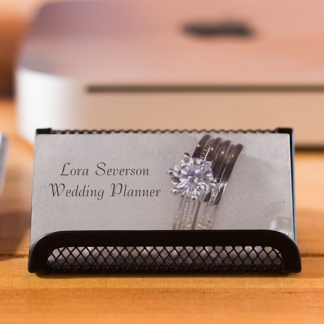 Diamond Rings and White Pearls Wedding Planner Business Card (Creator Uploaded)