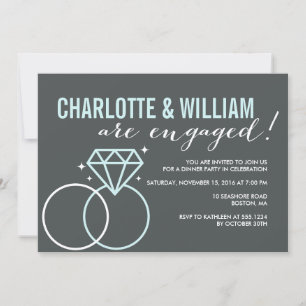 Diamond Rings Engagement Party Slate Invitation