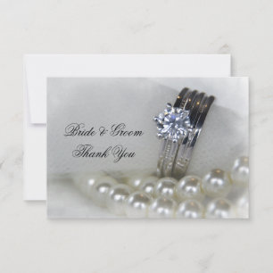 Diamond Rings Pearls Wedding Thank You Flat Notes