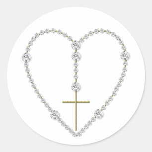 Diamond Rosary - Hail Mary Full of Grace Classic Round Sticker