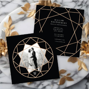 Diamond Rose Gold Gemstone Geometric Stylish Photo Square Business Card