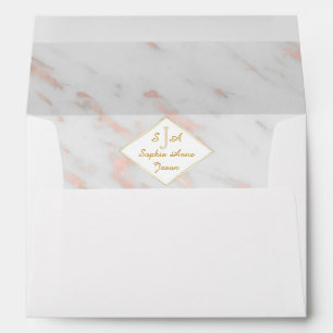 Diamond Rose Gold Marble Wedding Envelopes