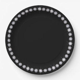 Diamond Round Border Framed Paper Plate