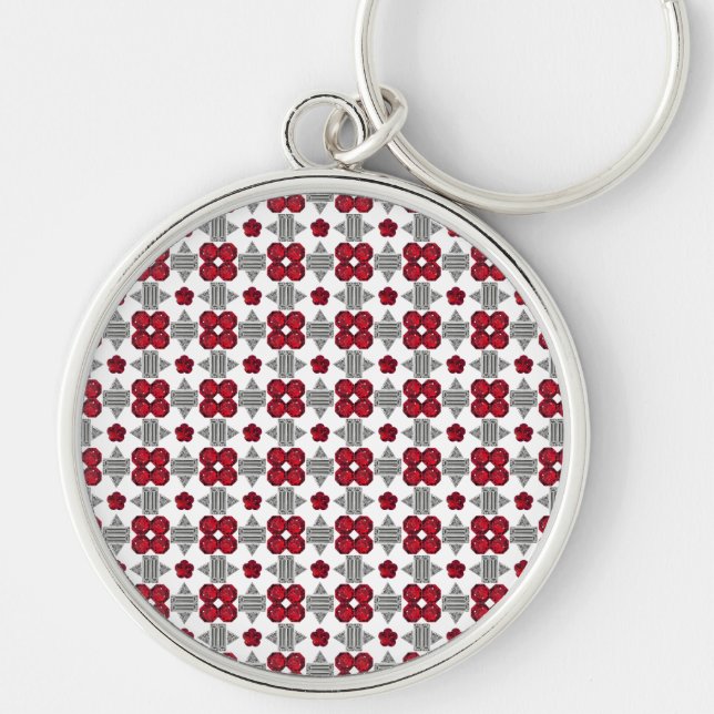 Diamond Ruby Gemstone Art, Red Key Ring (Front)