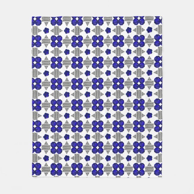 Diamond Sapphire Gemstone Art, Blue Fleece Blanket (Front)