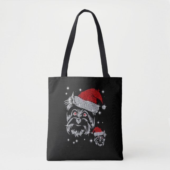 Diamond Schnauzer Dog Christmas Tote Bag (Front)