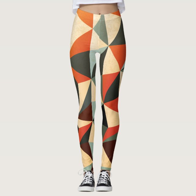 Diamond Shape: Abstract Vintage Design Leggings (Front)