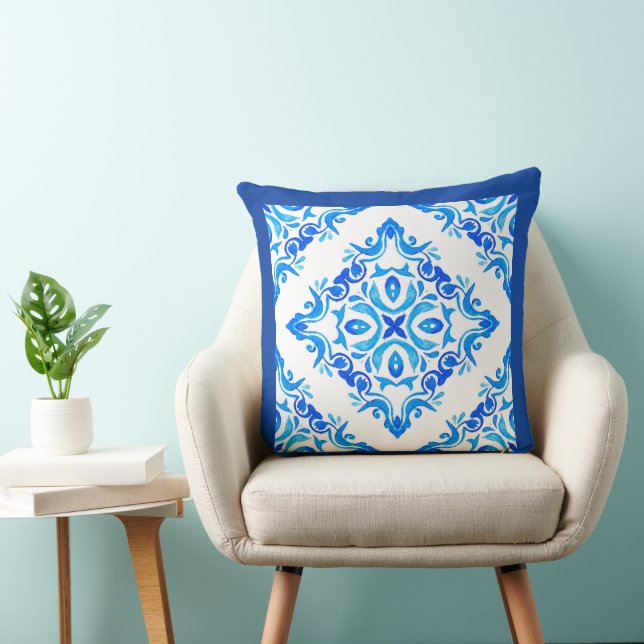 Diamond Shaped Blue And White Delft China Cushion (Chair)