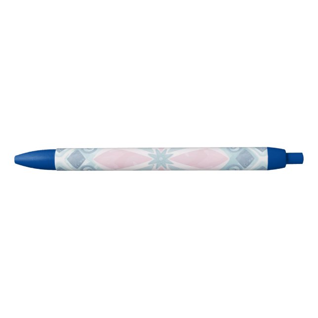diamond shaped blue pattern black ink pen (Front)
