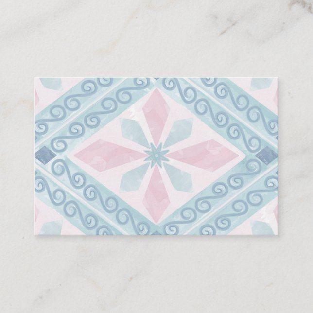 diamond shaped blue pattern business card (Front)