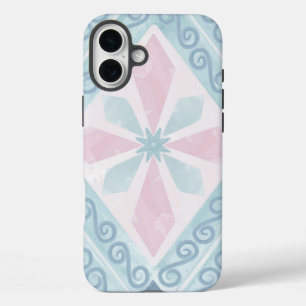 diamond shaped blue pattern iPhone 16 plus case