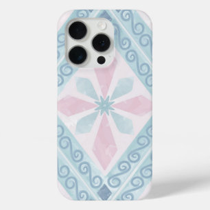 diamond shaped blue pattern iPhone 15 pro case