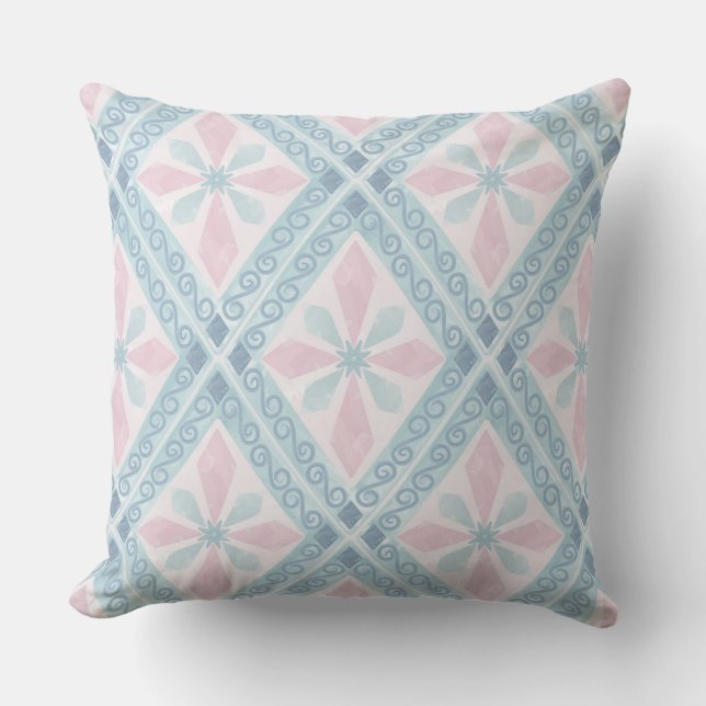 diamond shaped blue pattern cushion (Front)