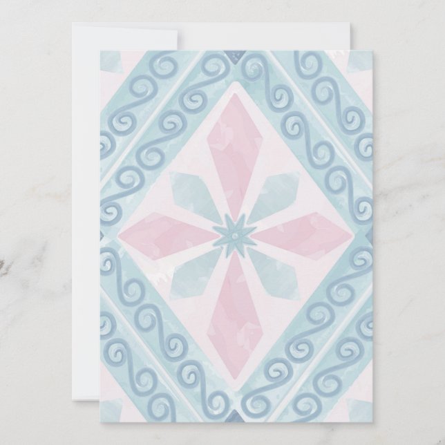 diamond shaped blue pattern holiday card (Front)