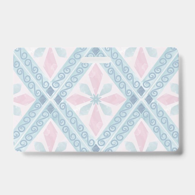 diamond shaped blue pattern ID badge (Front)