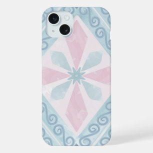 diamond shaped blue pattern iPhone 15 plus case