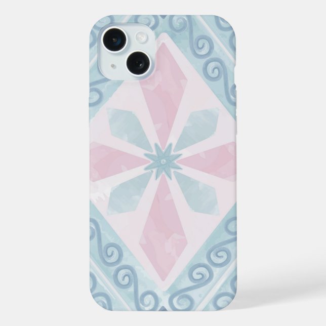 diamond shaped blue pattern iPhone case (Back)