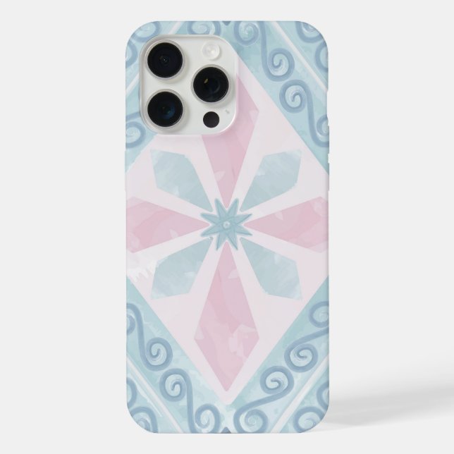 diamond shaped blue pattern iPhone case (Back)