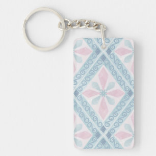 diamond shaped blue pattern key ring