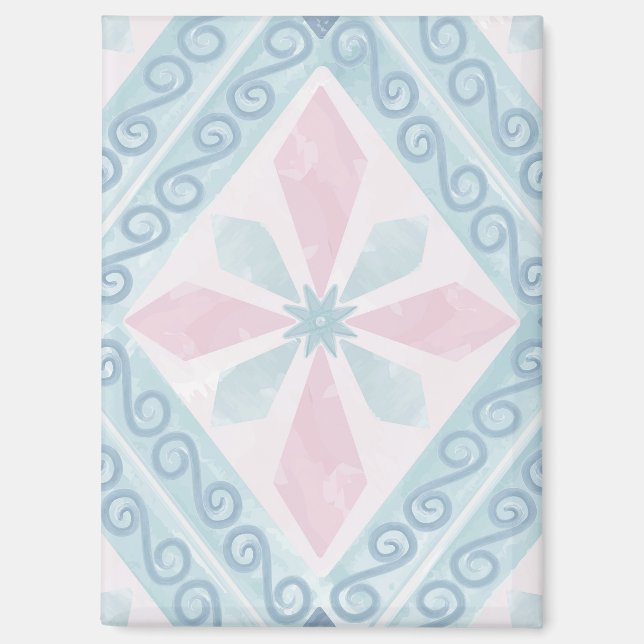 diamond shaped blue pattern magnet (Front)