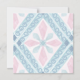 diamond shaped blue pattern magnetic invitation