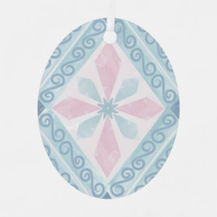 diamond shaped blue pattern metal tree decoration