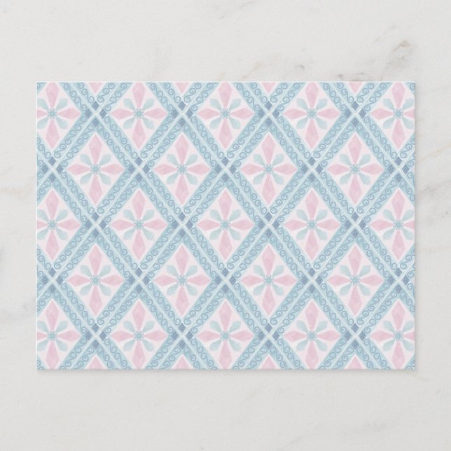 diamond shaped blue pattern postcard (Front)