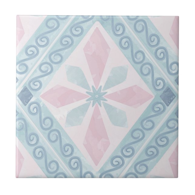 diamond shaped blue pattern tile (Front)