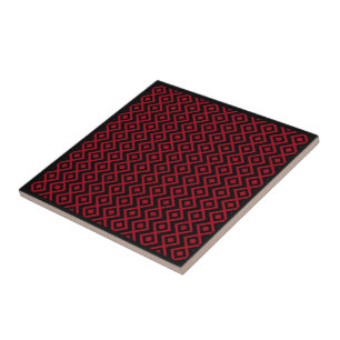Diamond Shaped Harlequin Pattern Black And Red Tile