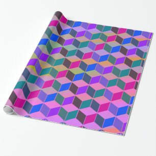 Diamond-Shaped Hexagon Rainbow Wrapping Paper