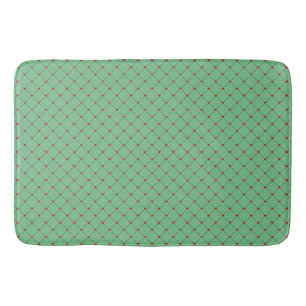 Diamond Shaped Red Heart & Line Art Bath Mat