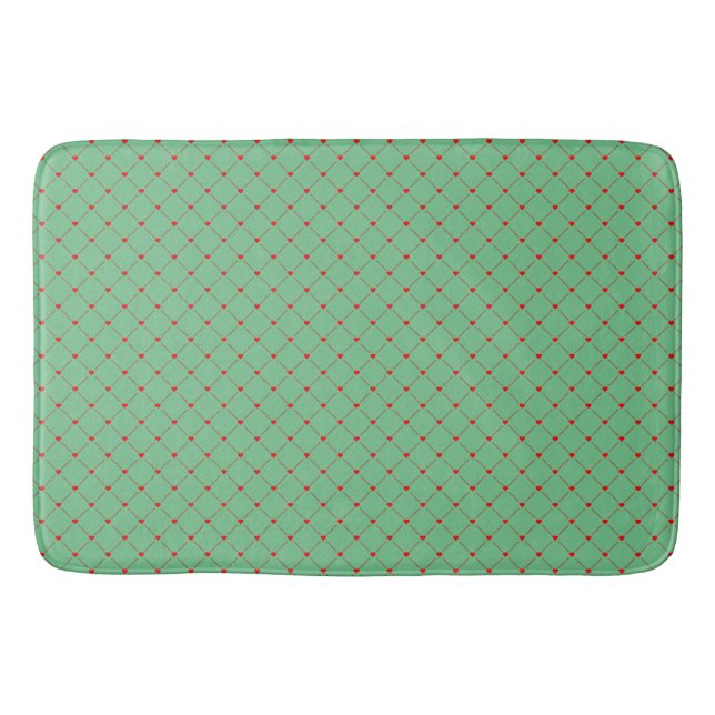 Diamond Shaped Red Heart & Line Art Bath Mat (Front)