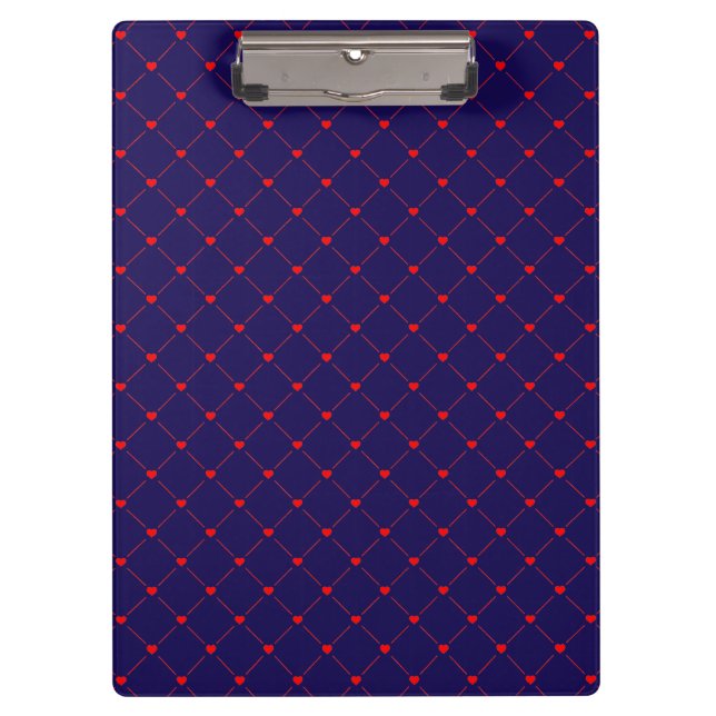 Diamond Shaped Red Heart & Line Art Clipboard (Front)