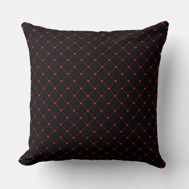 Diamond Shaped Red Heart & Line Art Cushion (Front)
