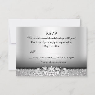 Diamond Silver & Black RSVP Card