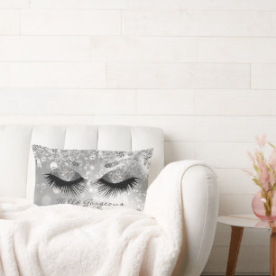 Diamond & Silver Eyelash / Brows - Hello Gorgeous Lumbar Cushion