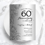 Diamond Silver Floral 60th Anniversary Invitation<br><div class="desc">Diamond Silver Floral 60th Wedding Anniversary Party Invitation. Minimalist modern design featuring botanical outline drawings accents and typography script font. Elegant invite card perfect for a stylish celebration. Can be customized to any year of marriage. Printed Zazzle invitations or instant download digital printable template.</div>