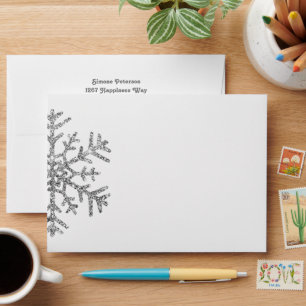 Diamond Snowflake on White Envelope