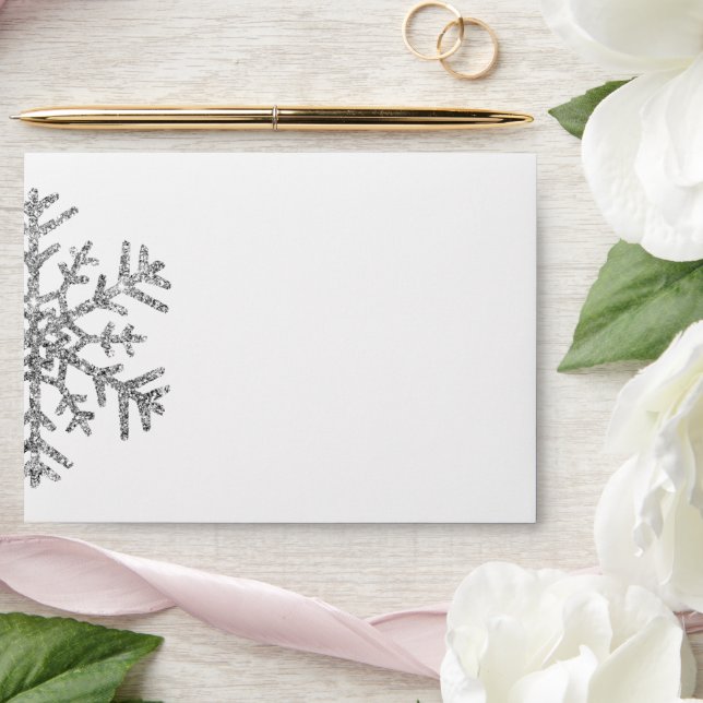 Diamond Snowflake on White Wedding  Envelope (Wedding)
